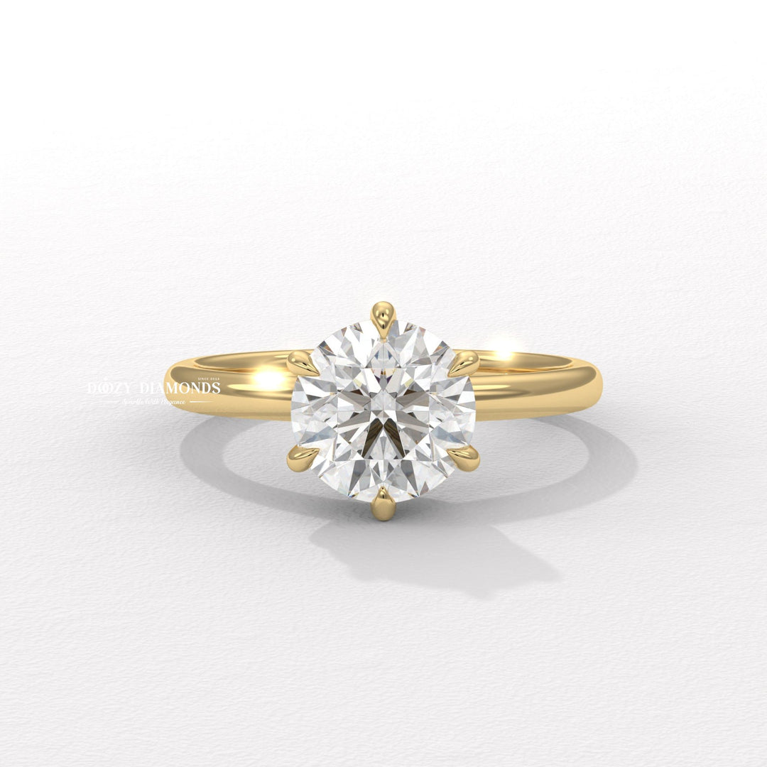Round solitaire lab grown diamond engagement ring for sale