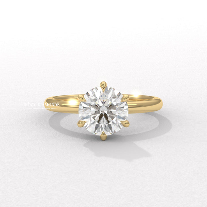 Round solitaire lab grown diamond engagement ring for sale