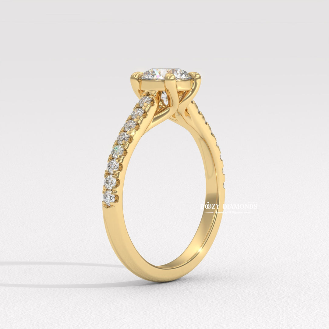 Premium round cut solitaire engagement ring crafted in solid gold
