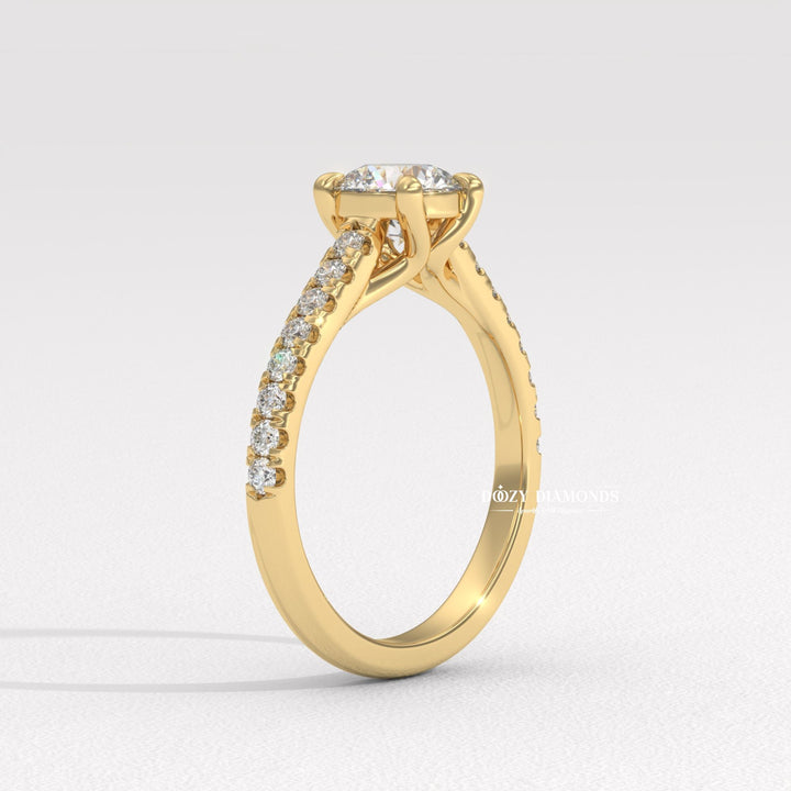 Premium round cut solitaire engagement ring crafted in solid gold
