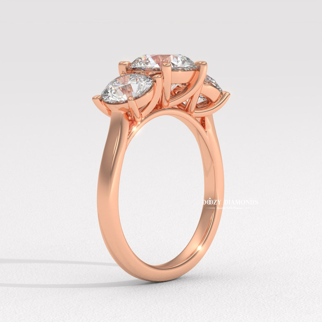 Round solitaire lab grown diamond ring side profile in gold setting