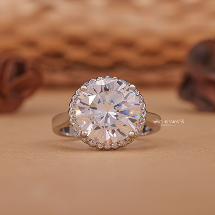 Shop round halo lab grown diamond engagement ring