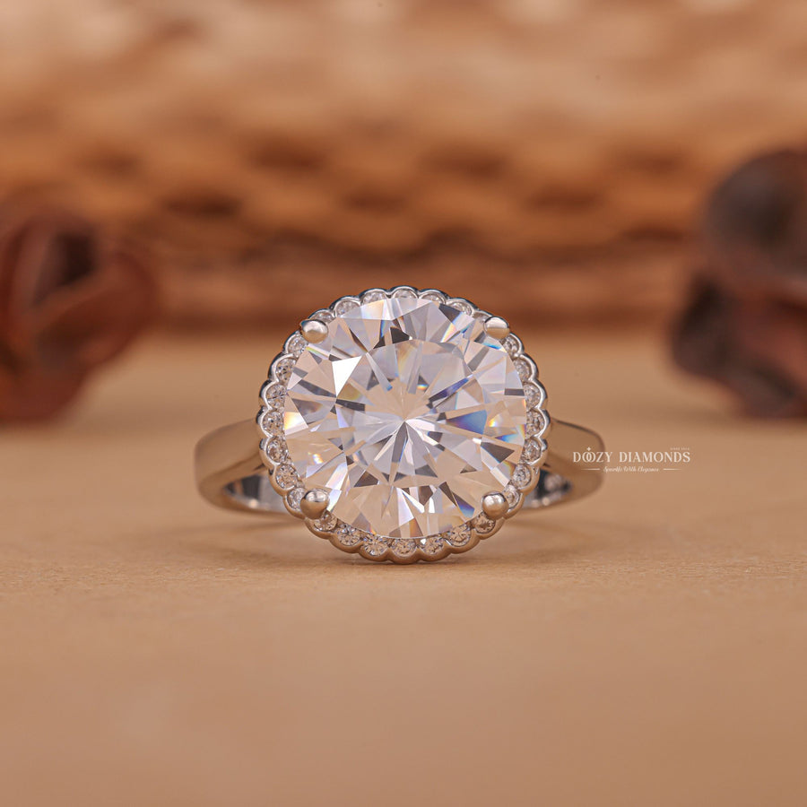 Shop round halo lab grown diamond engagement ring