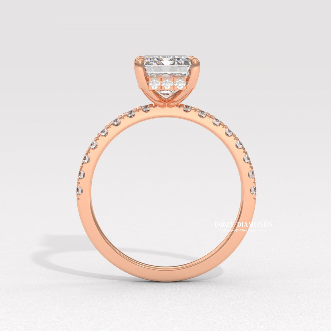 Shop emerald cut pave lab grown diamond engagement ring online