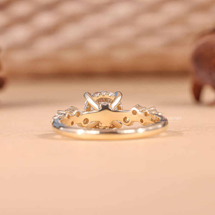 Premium round cut cluster engagement ring crafted in solid gold