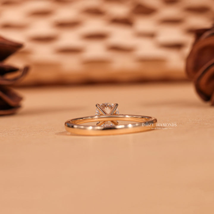 Round solitaire engagement ring with certified lab grown diamond