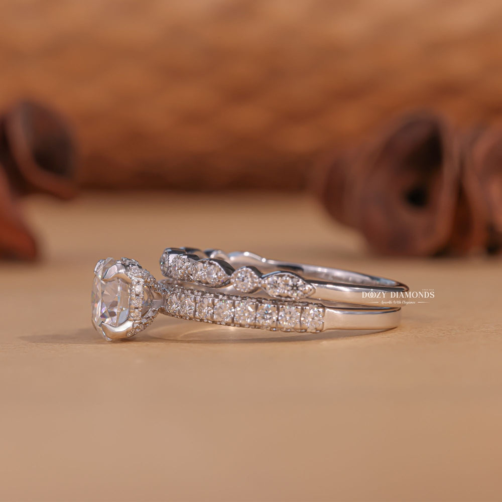 Round cut bridal ring and band set, Round cut bridal ring and wedding band set, Round cut bridal set with matching band, Round cut bridal set with wedding band, Round cut bridal set with enhancer, 