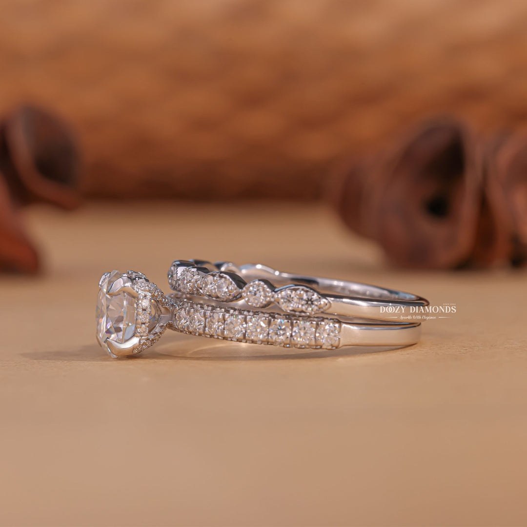 Round cut bridal ring and band set, Round cut bridal ring and wedding band set, Round cut bridal set with matching band, Round cut bridal set with wedding band, Round cut bridal set with enhancer, 