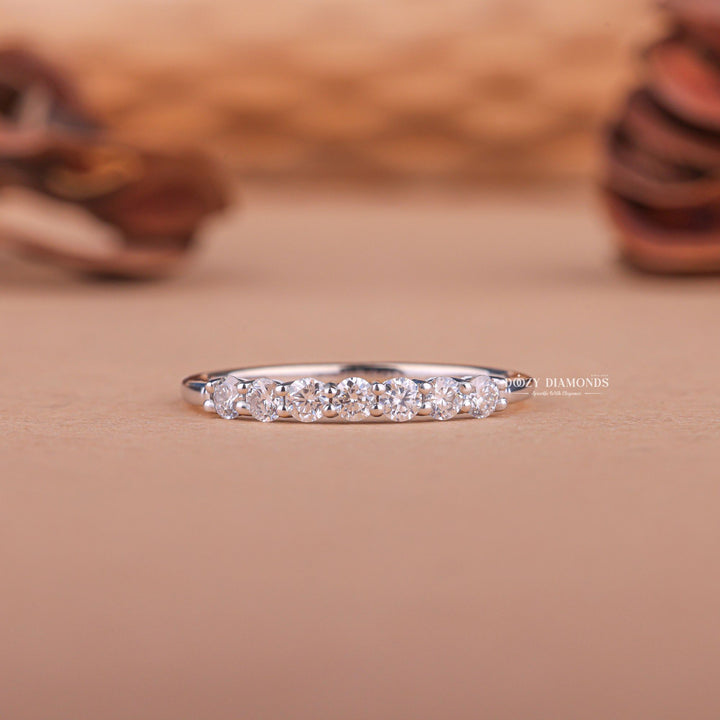 Round round diamond wedding band front view