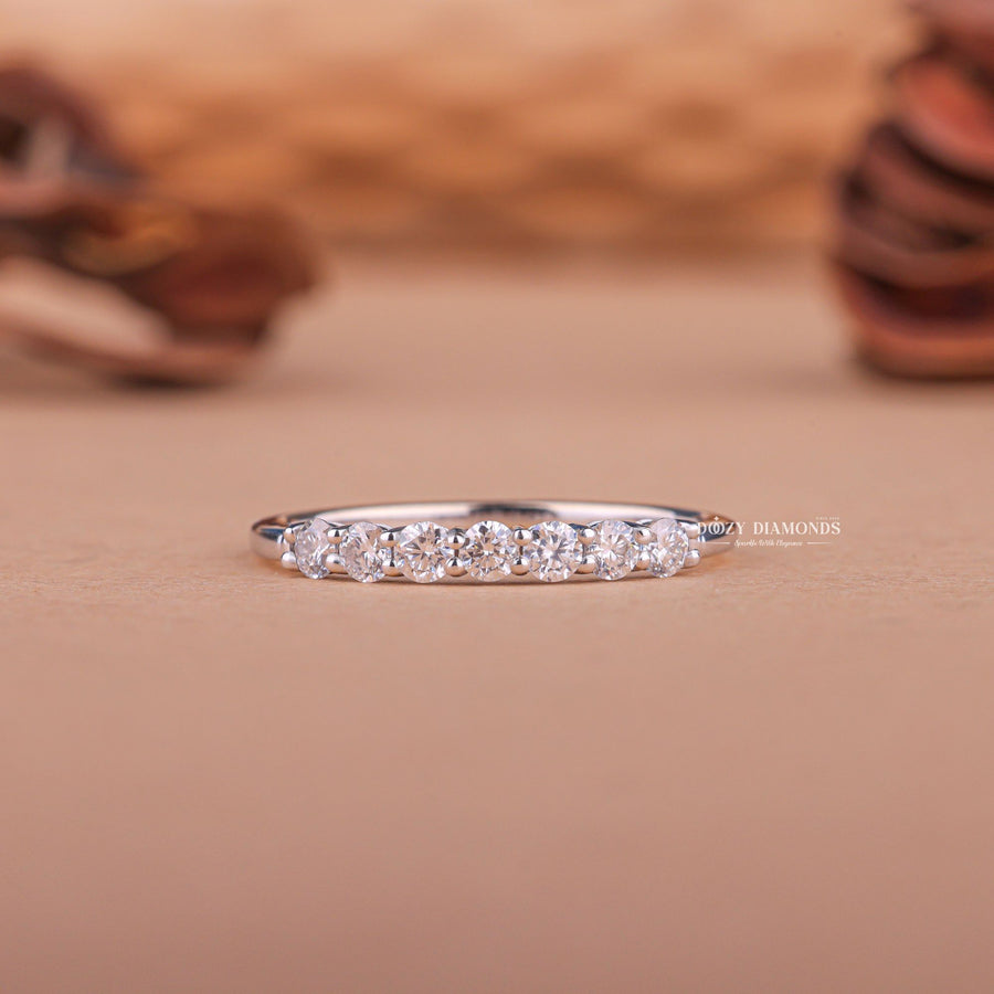 Round round diamond wedding band front view
