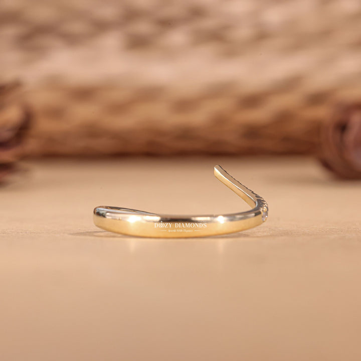 Round diamond band stacked with engagement ring
