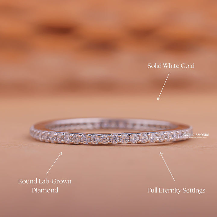Eternity diamond wedding band in yellow gold