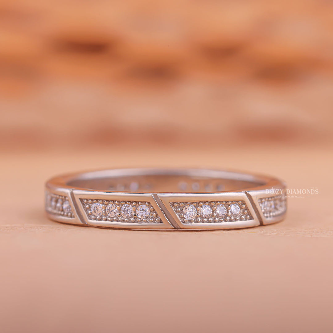Edwardian diamond band stacked with engagement ring