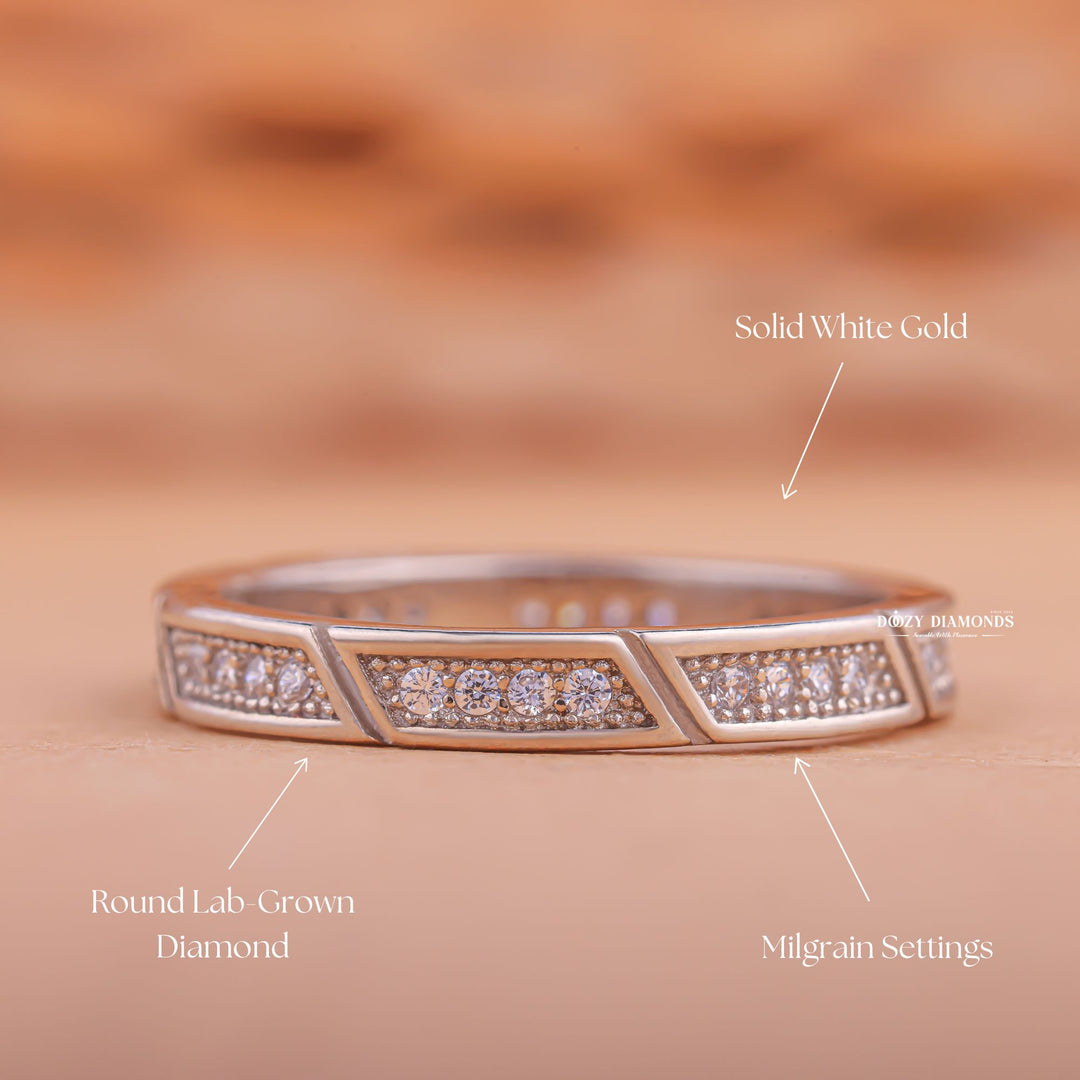 Edwardian diamond wedding band in yellow gold