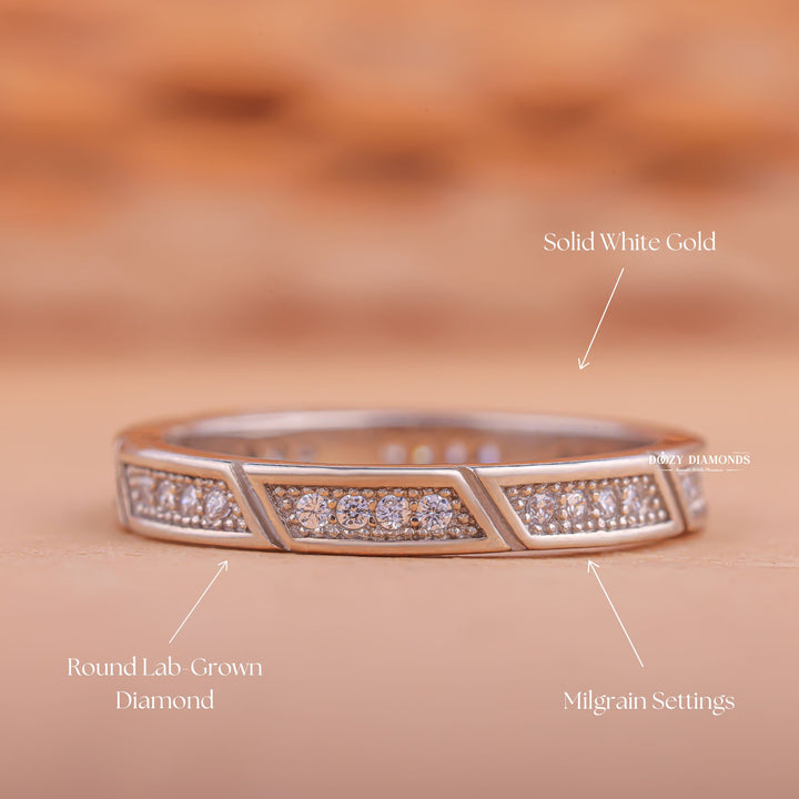 Edwardian diamond wedding band in yellow gold