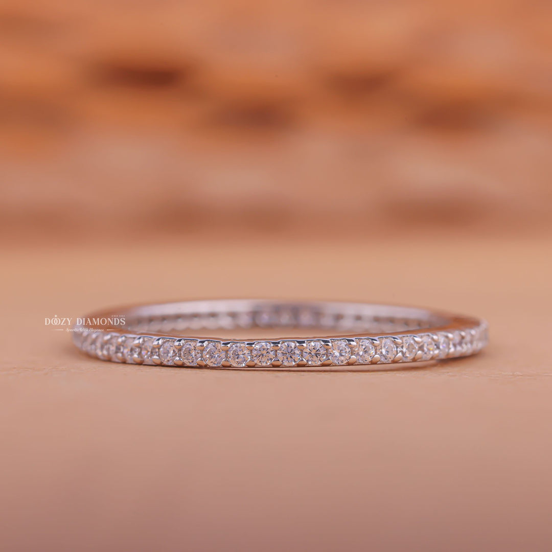 Eternity round diamond wedding band front view