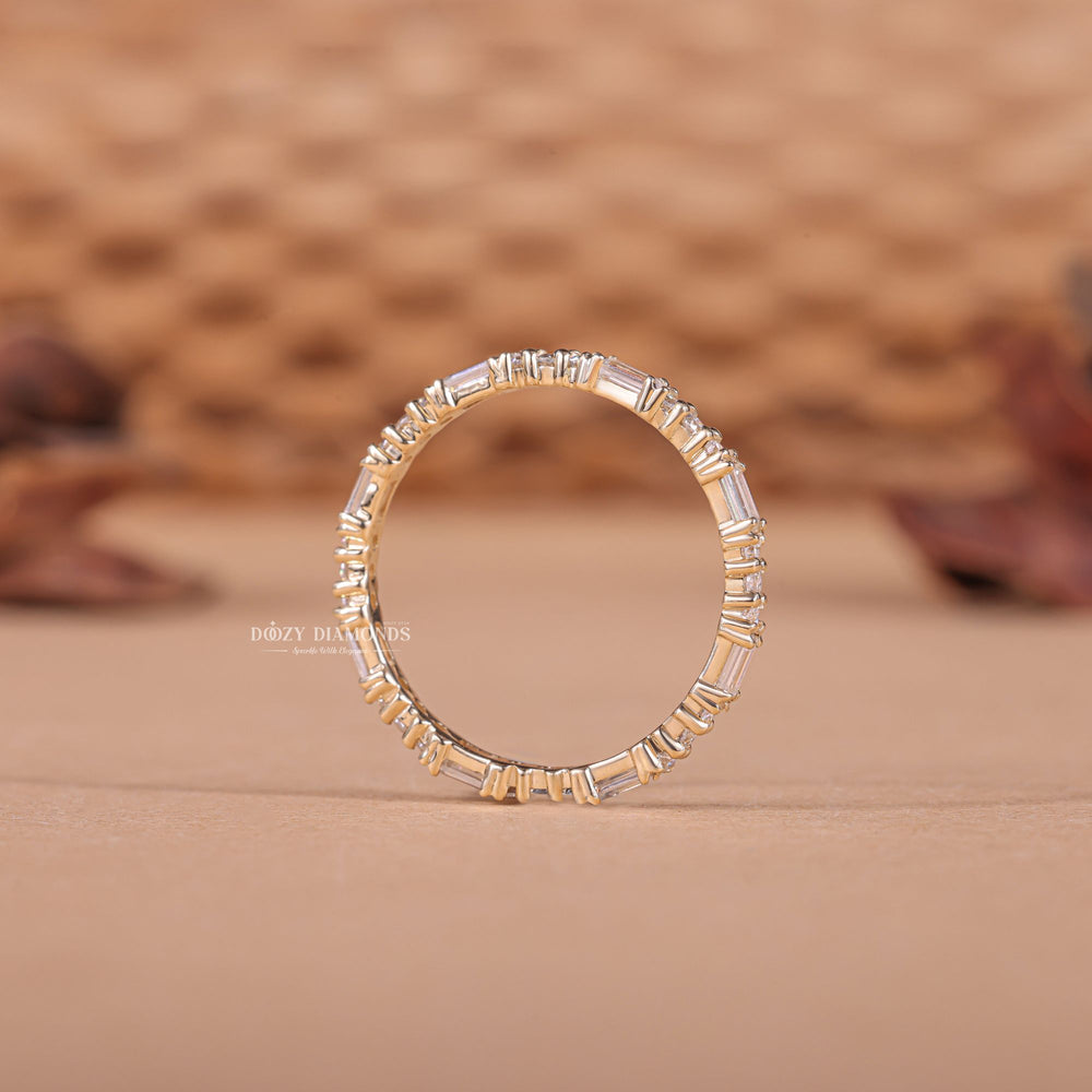 Close-up of 0.25CT round & baguette lab grown diamonds