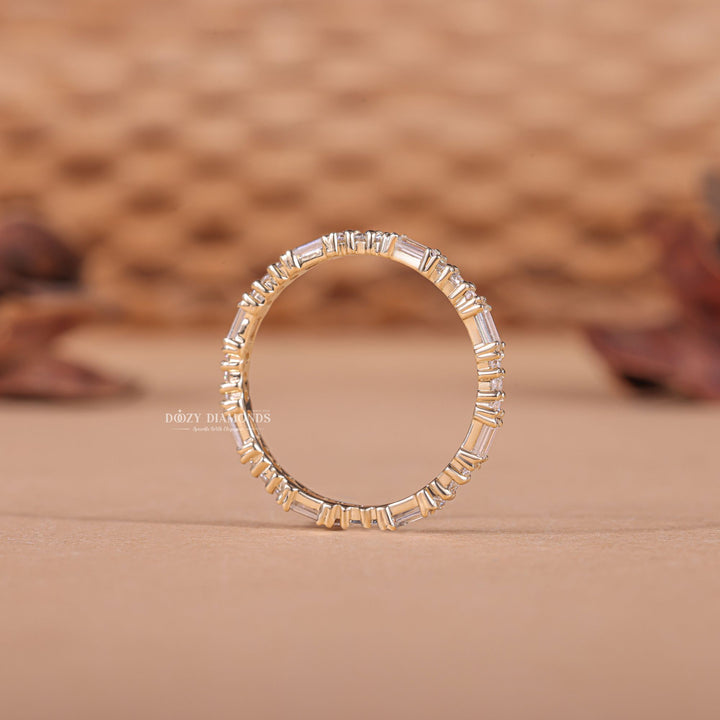 Close-up of 0.25CT round & baguette lab grown diamonds