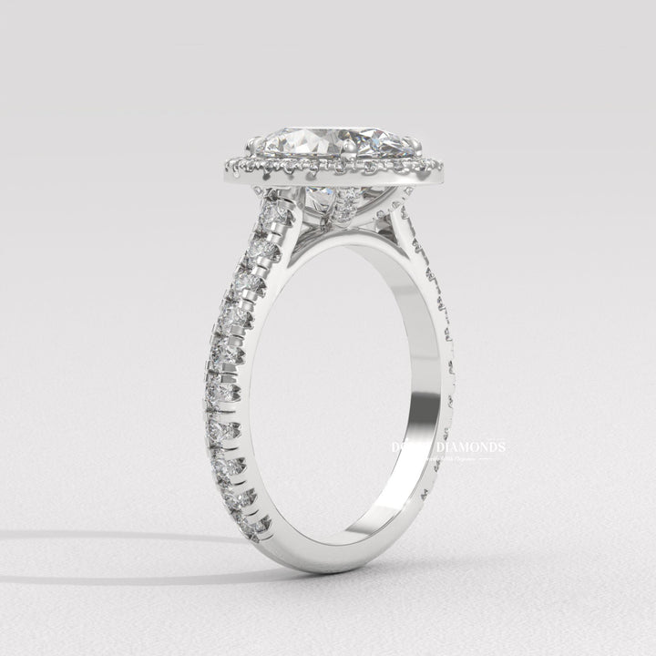 Premium oval cut halo engagement ring crafted in solid gold