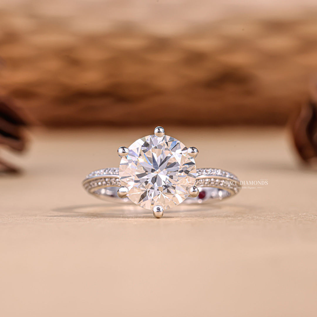 Shop round pave lab grown diamond engagement ring