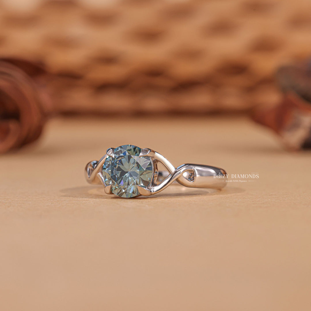 Round solitaire engagement ring with certified lab grown diamond
