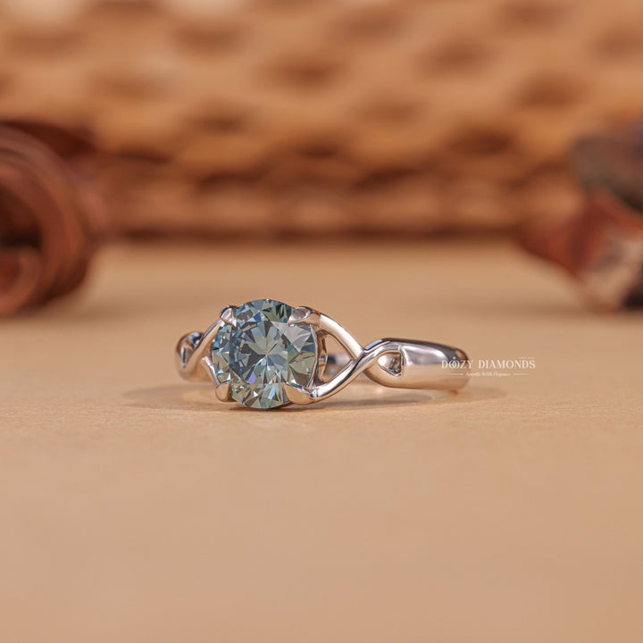 Round solitaire engagement ring with certified lab grown diamond