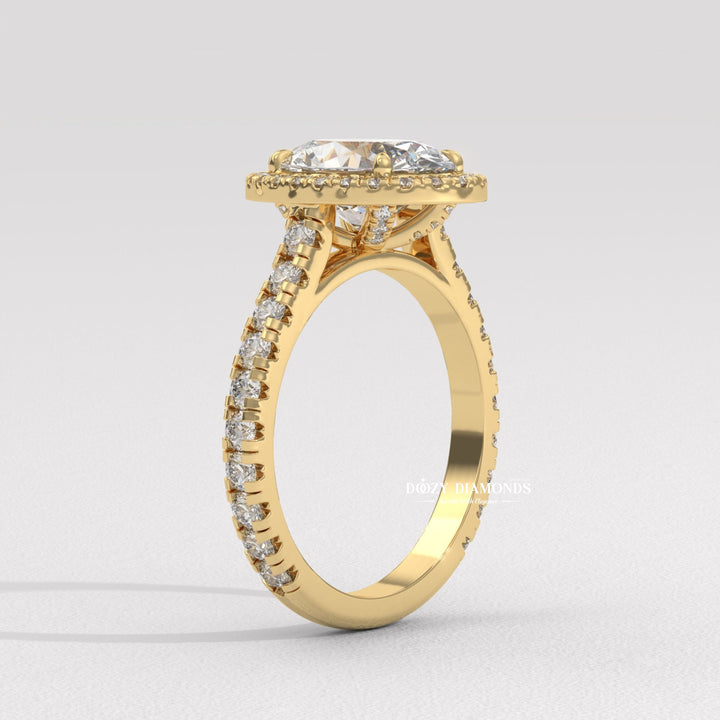 Oval cut engagement ring shown with authenticity certificate