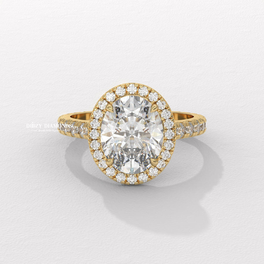 Shop oval halo lab grown diamond engagement ring