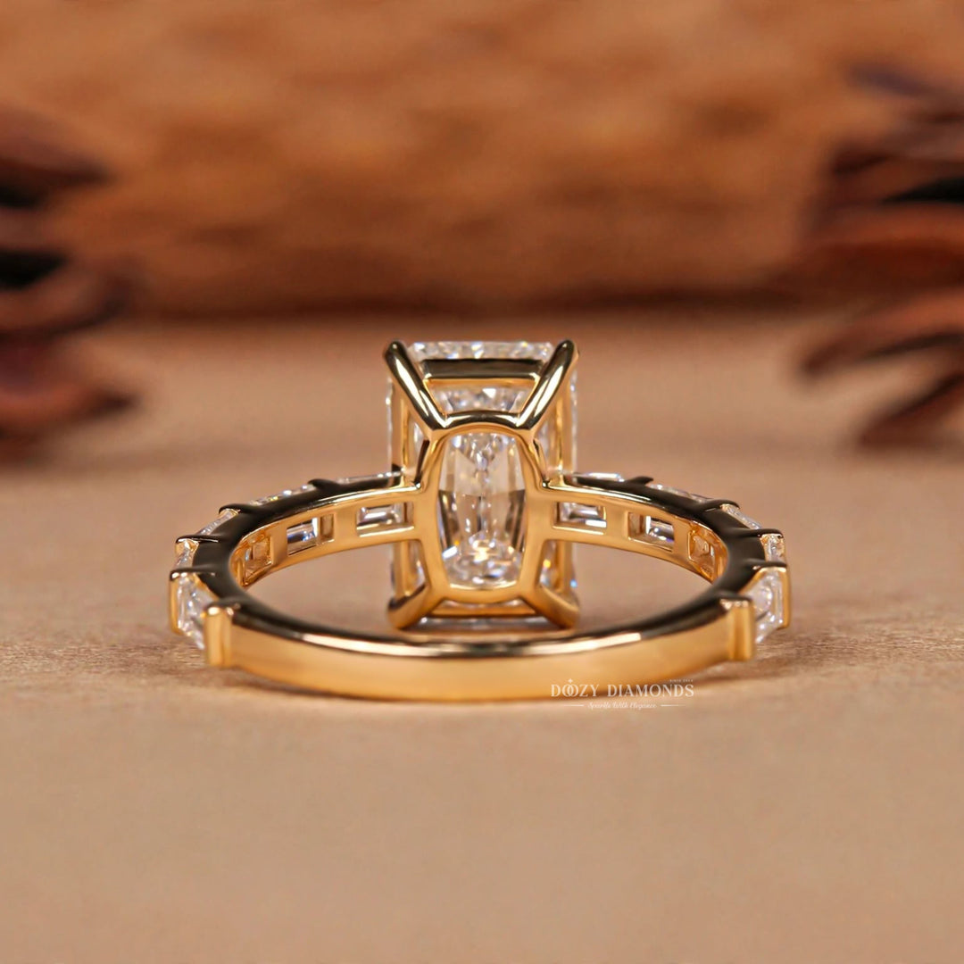 2.50CT Radiant F/VVS1 Lab Grown Diamond Pave Engagement Ring