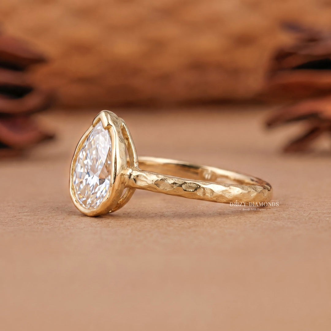 2.50CT Pear Bezel E/VVS2 Lab Grown Diamond Ring – Modern Style Engagement Ring