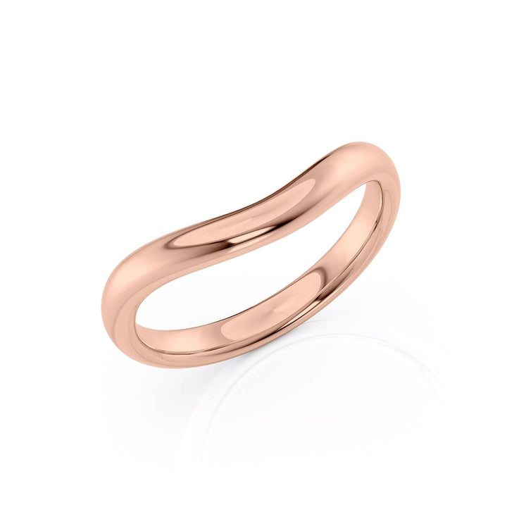 18K|14K Solid Gold Unique U Shape Plain Wedding Band - Doozy Diamonds