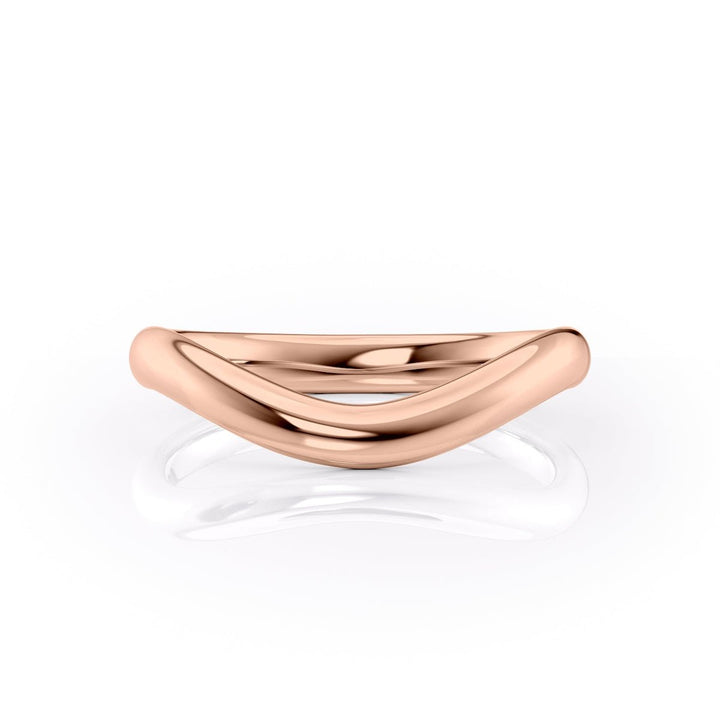 18K|14K Solid Gold Unique U Shape Plain Wedding Band - Doozy Diamonds