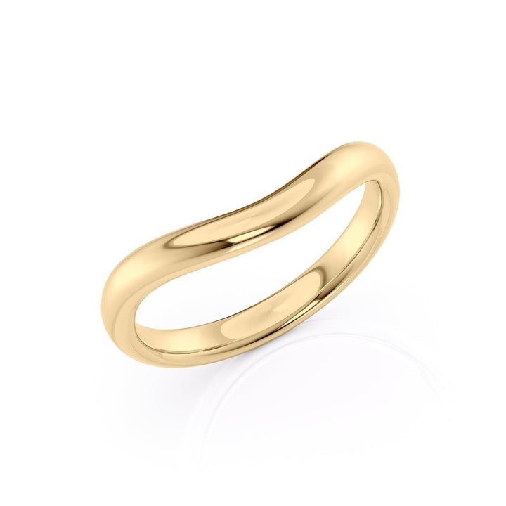 18K|14K Solid Gold Unique U Shape Plain Wedding Band - Doozy Diamonds