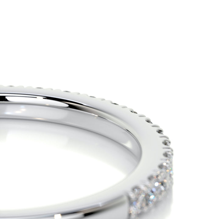 Round Brilliant diamond band stacked with engagement ring