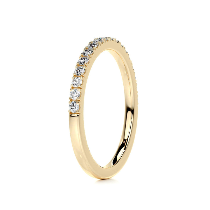 Round Brilliant diamond eternity band macro shot
