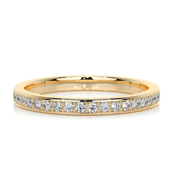 Round Brilliant diamond wedding band in rose gold