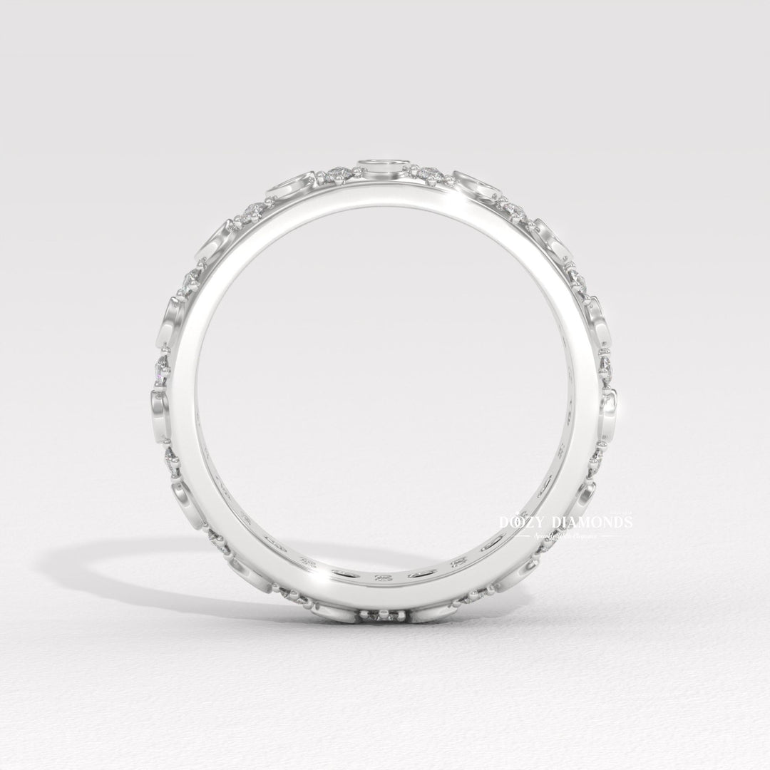 Flush Set diamond wedding band in rose gold