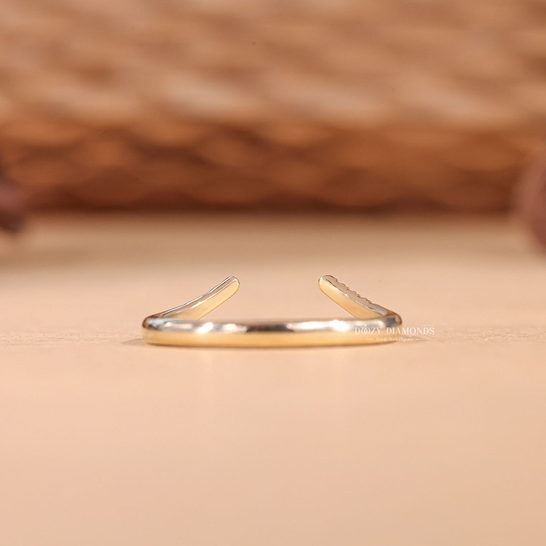 Round diamond band stacked with engagement ring