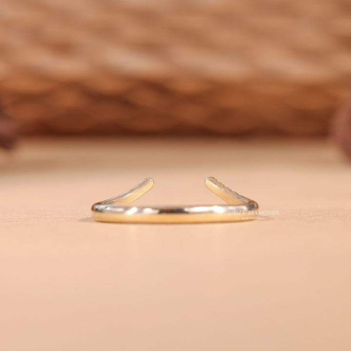 Round diamond band stacked with engagement ring