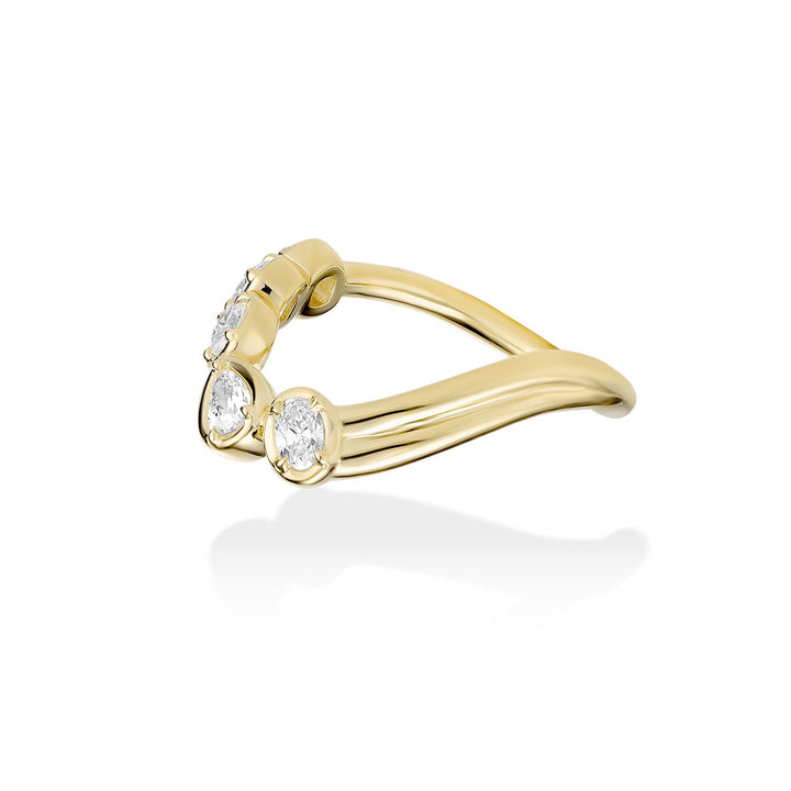 Pears, Oval and Cushion diamond wedding band in yellow gold