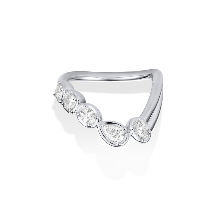 Pears, Oval and Cushion diamond wedding band in white gold