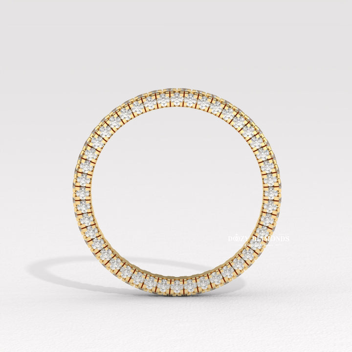 Classic diamond band stacked with engagement ring