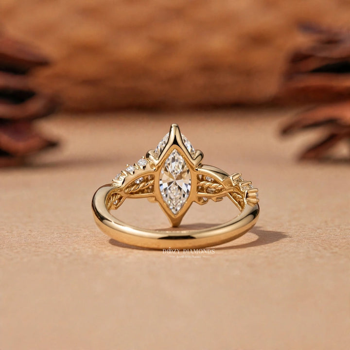 Vintage Cluster 2.50CT Marquise Lab Grown Diamond Twisted Band Engagement Ring