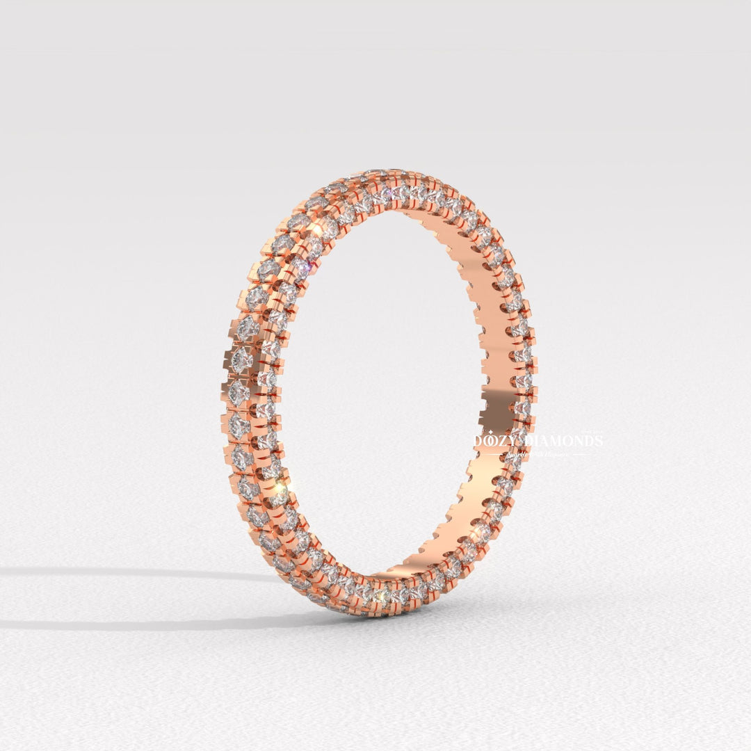 Classic diamond wedding band in rose gold