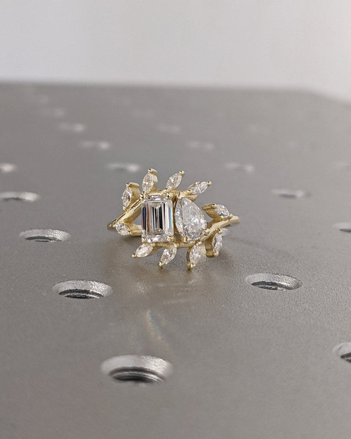 Pear solitaire lab grown diamond ring in jewelry gift box