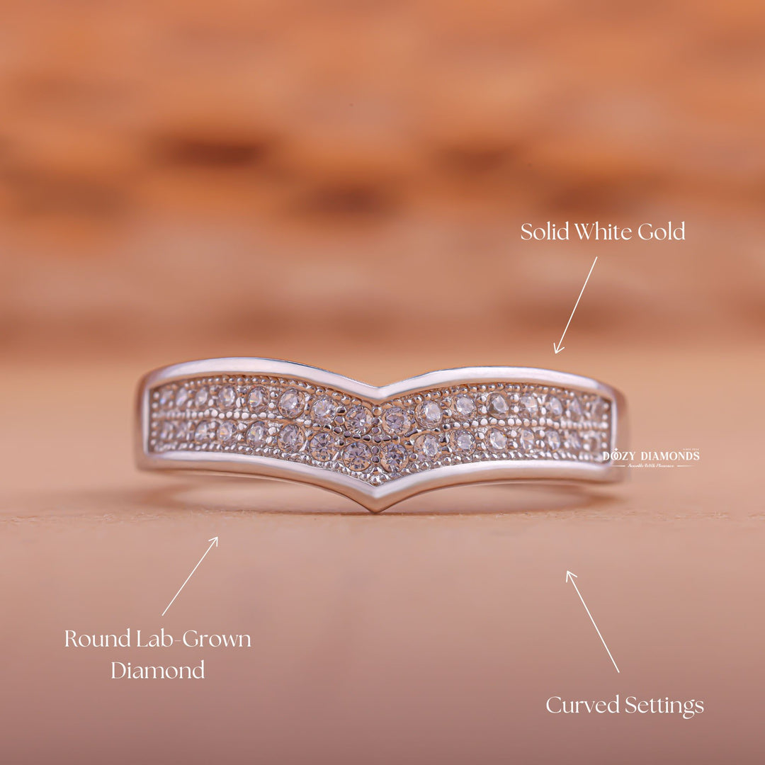 Curvy Pave diamond wedding band in yellow gold