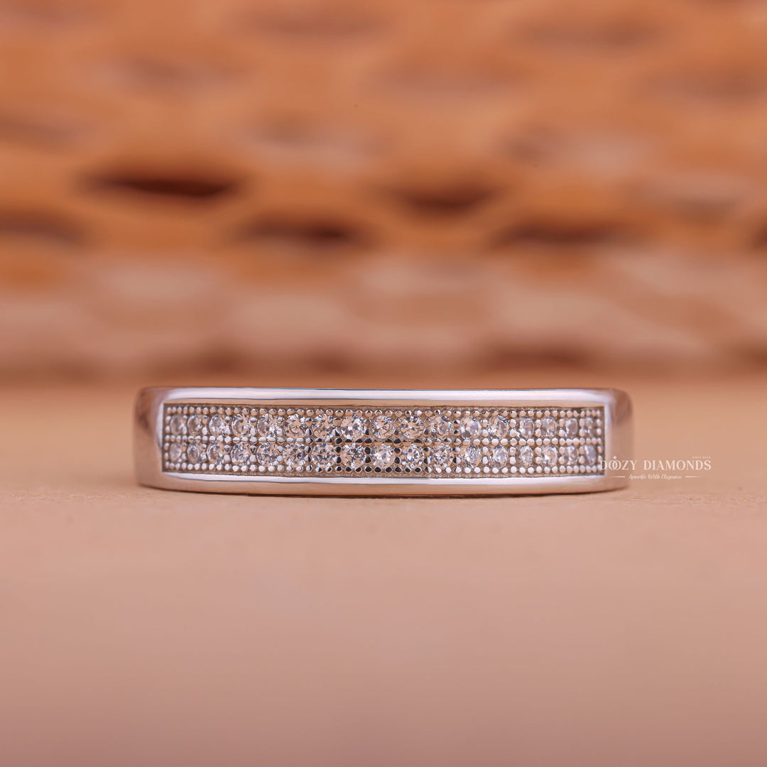 Round round diamond wedding band front view