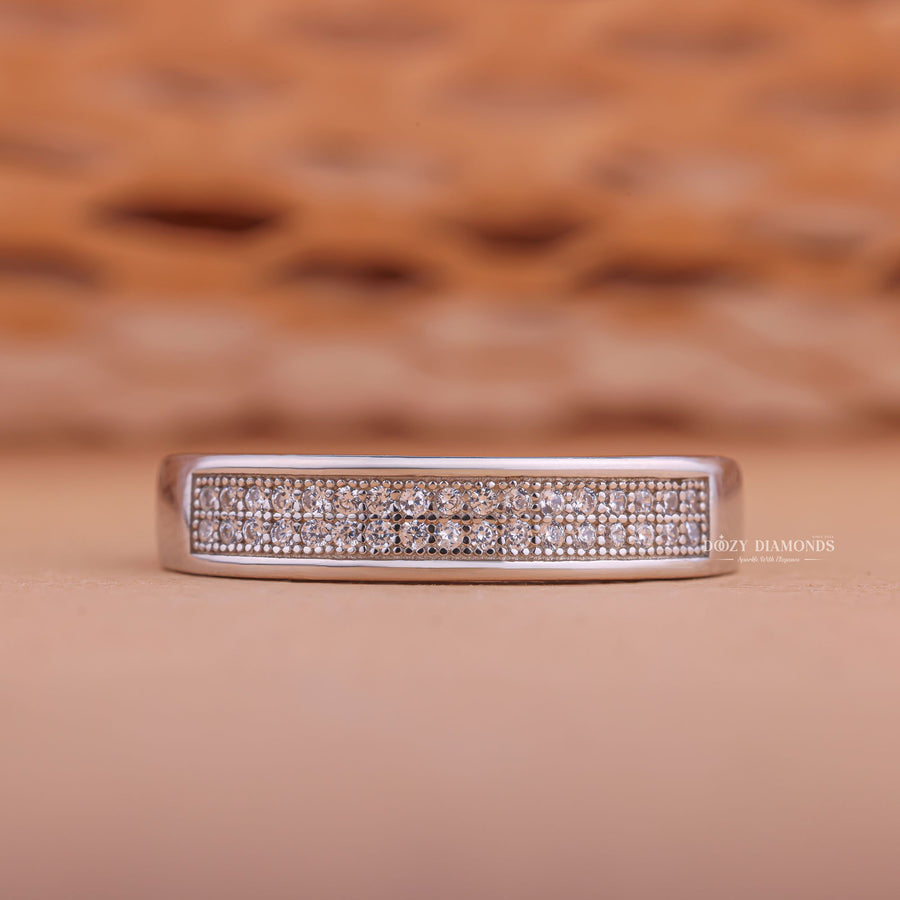 Round round diamond wedding band front view