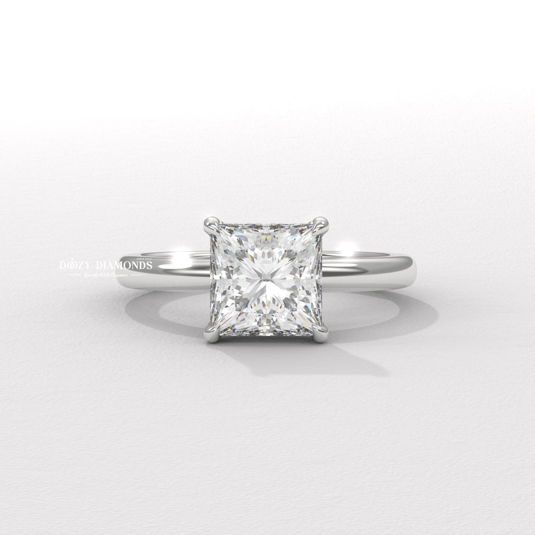 Certified princess cut diamond featured in solitaire engagement ring