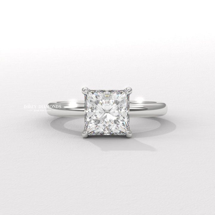 Certified princess cut diamond featured in solitaire engagement ring